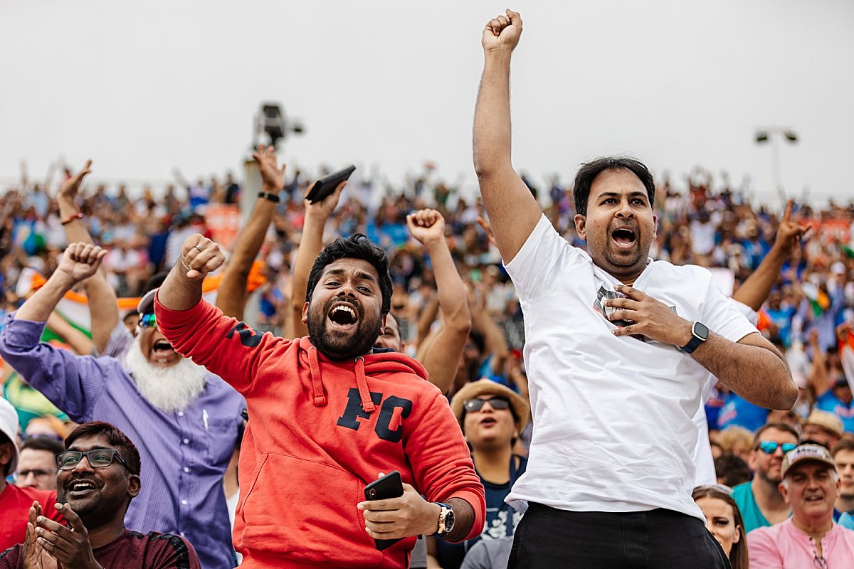 Emirates Old Trafford Cricket ground India crowd celebrating 